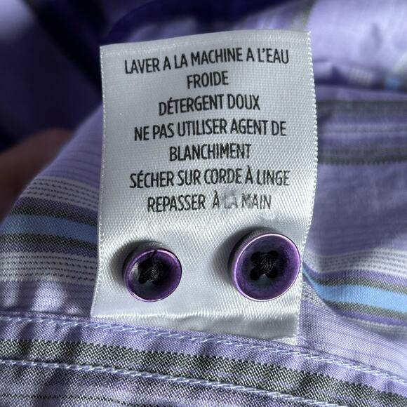 Robert Graham Tailored Fit Purple Striped Button Down Shirt M - Picture 9 of 11